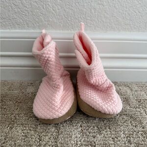 Pink Quilted Toddler Booties Slippers